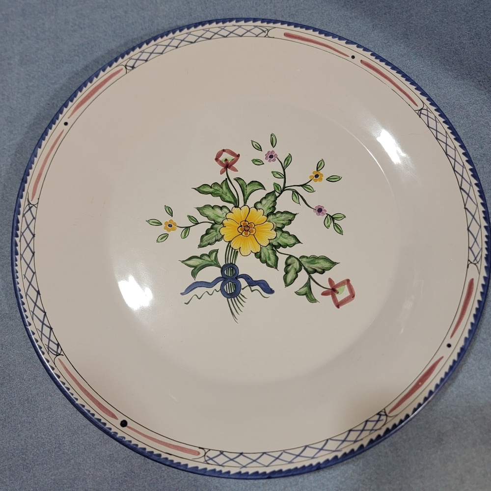 Lisbon 13" Round Platter Hand Painted For Tiffany & Co Portugal Floral Ceramic